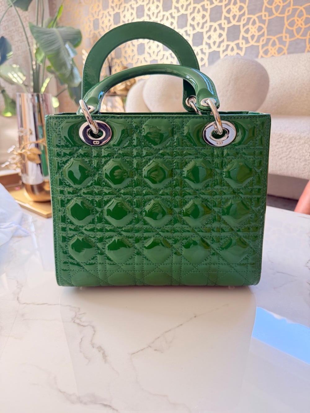 Lady Dior Green Patent Leather Lady Dior Satchel